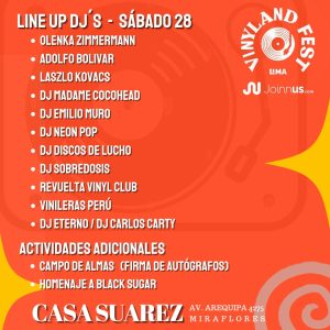 Line up día 2: DJs de vinilos nacionales e internacionales.
