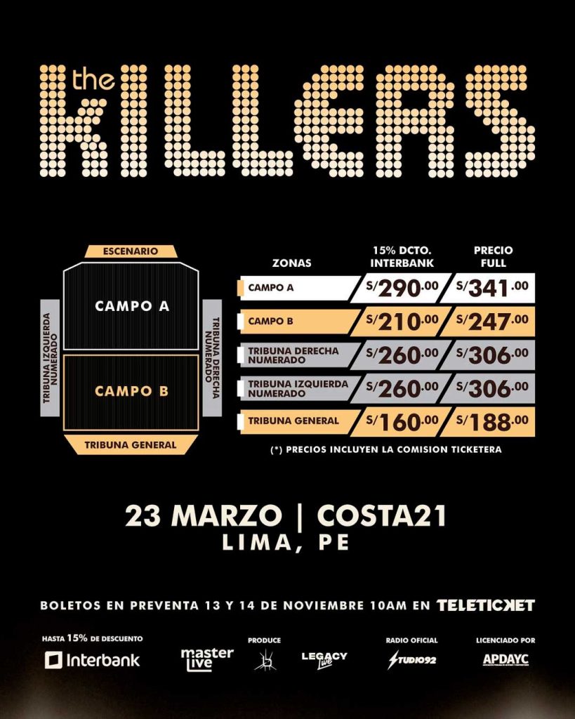 Mapa - The Killers en Lima 2026