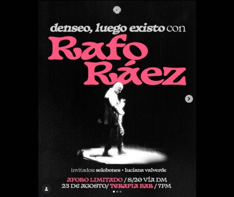 Banner Denseo, luego existo: Rafo Ráez en Terapia Bar 2026